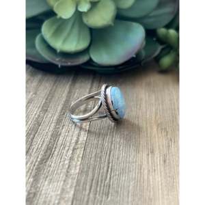 Navajo Handmade Sterling Silver <b>Ring</b> with Genuine Golden Hills <b>Turquoise</b> Size 5.25 Boho Statement Jewelry - Product Image 3