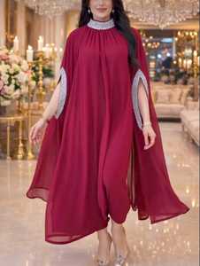 อาบายะสีดำลายเรียบ คอสูง ผ้าโพลีเอสเตอร์ ระบายอากาศได้ดี น้ำหนักเบา แขนยาว ยาวถึงพื้น เรียบร้อย สุภาพ สำหรับผู้หญิง ตะวันออกกลาง ทุกแบบ - Product Image 6