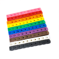 PLOMA 100 Pièces Cubes Géométriques Emboîtables de 2 cm - Ensemble de 10 Couleurs, Sac Zippé Durable, Plastique Non Toxique, Matériel Pédagogique Précoce pour l'Apprentissage des Mathématiques, Âges 5-7