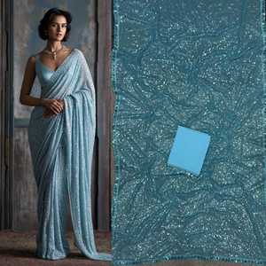 Dernière pièce de Saree en Georgette de style Bollywood avec paillettes et chemisier disponible aux prix de gros - Product Image 3