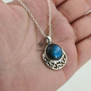 Collar de Cristal de Labradorita en Plata de Ley 925 Hecho a Mano, Joyería de Piedras Preciosas, Regalo para Ella, Cumpleaños, Aniversario, Día de San Valentín - Product Image 5