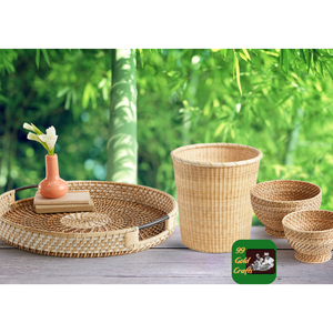 BANDEJA DE RATÁN DE BAMBÚ ARTESANAL BANDEJA DE SERVICIO DE DECORACIÓN REDONDA PARA EL HOGAR ECOLÓGICO PARA USO DOMÉSTICO DIARIO - Product Image 6