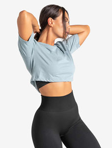 2025 último logotipo personalizado manga corta transpirable algodón tejido pesado gimnasio Crop Top camiseta camisetas de mujer - Product Image 4