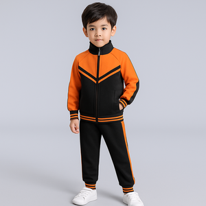 Buena calidad OEM niños deportes otoño Casual Streetwear sólido chándal poliéster/algodón 320GSm diseño personalizado 2 14 años - Product Image 3