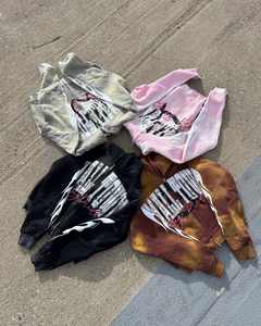 Personnalisé Vintage Recadrée Boxy Fit Zipper Hoodies Fabricants Surdimensionné Acid Wash Man Distressed Sun Faded Zip Up Hoodie - Product Image 1