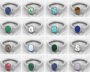 Meilleure vente bague fine pour femme en argent Sterling 925 réglable 8x10mm véritable cabochon ovale en sodalite pierre précieuse solide 925 Sterling - Product Image 6