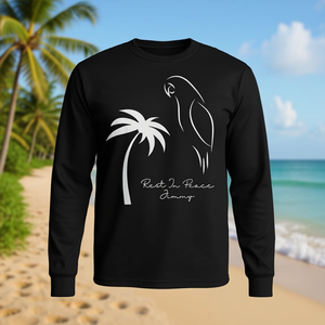 Camiseta de manga larga Rest In Peace Parrot Palm Tree para amantes de la música, recuerdo - Product Image 3