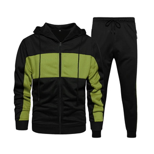 Wholesale Adult <b>Men's</b> Tracksuits Black and <b>Green</b> Color Zipper up Long Sleeve Plus Size Fashion Wear Slim Fit Sweat <b>Suits</b> - Product Image 1
