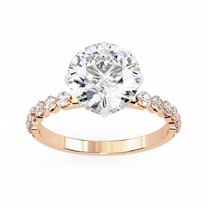 Bague de fiançailles en or jaune 10K 14K 18K ou argent sterling, sertie de zircon VVS cultivé en laboratoire certifié IGI, taille brillant personnalisée, pour soirée - Product Image 1