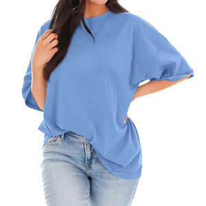 T-shirts oversize pour femmes, dernière tendance, coupe ample, 100 % coton respirant, vêtements d'été, prix de gros, OEM personnalisé, faible MOQ - Product Image 4