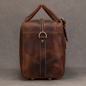 Bolsa de Viaje de Cuero Genuino, Estilo Vintage, con Asa y Correa Cruzada, Cierre de Cremallera, Reutilizable, Ligera y de Gran Capacidad - Product Image 2