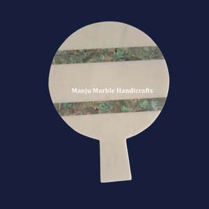 Planche à découper en marbre blanc pur de conception unique et d'addition limitée avec l'utilisation de forme ronde pour l'article de cadeaux de décoration à la maison - Product Image 6