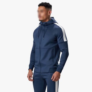 Conjunto Deportivo de Dos Piezas para Hombre, Ecológico, de Invierno, Talla Grande, de Algodón, para Gimnasio, Fitness, Entrenamiento, con Sudadera con Cremallera Estampada - Product Image 3