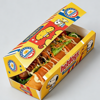 Boîte à hot-dogs personnalisée avec logo, boîte en papier jetable de qualité alimentaire pour les restaurants à emporter, les chariots de nourriture, les services de traiteur