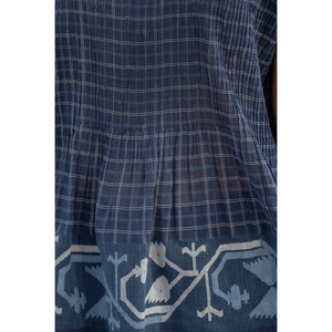 เสื้อแจมดานีทอมือ DIVYA ลายตารางสีคราม สไตล์วินเทจ - Product Image 2