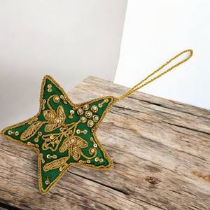 Star Shape Zari Hanging Ornament | Handcrafted <b>Beaded</b> Silk Thread Embroidery Décor for <b>Door</b>, Wall, Window & Festive Decoration - Product Image 3