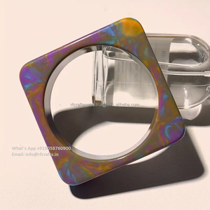 Luxury Fashion Resin <b>Bangle</b> <b>Bracelets</b> for Women Girls Handmade in India with Classic Moissanite Stone for Parties Weddings Gifts - Product Image 5