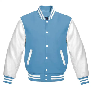 Chaqueta de béisbol con estampado de logotipo personalizado para hombre, ropa de calle deportiva informal lisa en blanco, chaqueta universitaria buena - Product Image 4