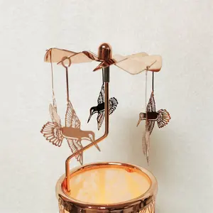 Candela di natale mulino a vento rotante svedese di filatura di vetro supporto di candela tealight