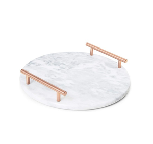 Plateaux de service en marbre blanc rond de nouvelle conception, décoration de luxe en Chine, finition en marbre décoratif - Product Image 1