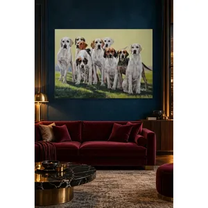 Impression sur toile Fida Hound Pack sur fond de prairie verte - Product Image 1
