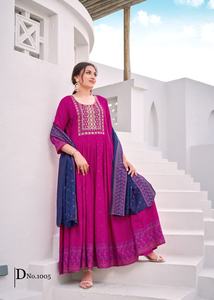 Festival Porter Rayonne Avec Feuille Et Broderie Robe De Travail Femme Fabricant De Mode Et Fournisseur De Surat - Product Image 2