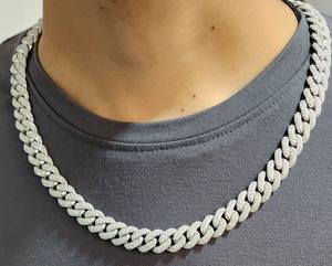 Most Selling 12mm Miami Cuban Link Chain in 10k Gold Studded with Moissanite Stone From Indian Exporter - Product Image 2