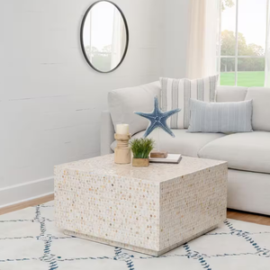 Table basse carrée en coquille de capiz artisanale pour salon moderne de luxe, vente en gros de table basse en nacre de grande taille en provenance du Vietnam - Product Image 4