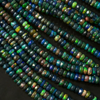Perles d'opale éthiopienne noire AAAA facettées en forme de rondelle, perles d'opale de feu de Welo, 4-6 mm, pierres précieuses d'opale noire naturelle pour la fabrication de bijoux