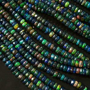 Cuentas Redondas Facetadas de Ópalo Etíope Negro AAAA, Cuentas de Ópalo de Fuego de Welo de 4-6 mm, Cuentas de Piedras Preciosas de Ópalo Negro Natural para la Fabricación de Joyas - Product Image 2