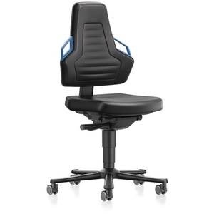 Nexxit Office Swivel Chair with Blue Handle Black Faux Leather Upholstery 450-600 mm BIMOS Casters - Product Image 1