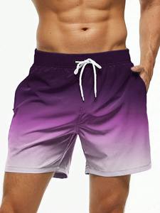 Short de plage avec cordon de serrage pour hommes, imprimé en 3D, streetwear respirant, taille élastique, couleur dégradée, été - Product Image 6