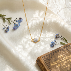 Collier en résine « Ne m'oubliez <span class=keywords><strong>pas</strong></span> » plaqué or 18 carats en acier inoxydable, bijou commémoratif délicat et significatif - Product Image 1