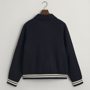 แจ็กเก็ตเบสบอลผ้าใบทรงสลิมฟิตสำหรับผู้ชายปักโลโก้ตามสั่งแจ็คเก็ตพิมพ์ลายตัวอักษรสำหรับใช้งานกลางแจ้ง - Product Image 6