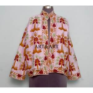 Women's <b>Velvet</b> Artisan Hand Embroidered Suzani <b>Quilted</b> Jacket Floral Design 100% Cotton Shell Woven Fabric Eco-Friendly Quick - Product Image 1