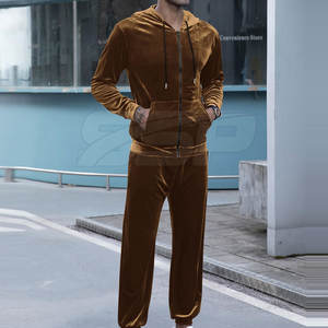 Custom Made High Quality Lightweight Winter Hooded Casual Solid <b>Velour</b> <b>Tracksuits</b> OEM Service Breathable Comfortable for <b>Men</b> - Product Image 5