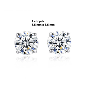 ต่างหูมอยซาไนต์ทรงกลม 2-4 กะรัต ดีไซน์หรูหราสำหรับผู้หญิง - Product Image 6