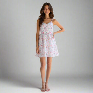 Robe Courte Bohème Florale 100% Coton Sans Manches Col Cœur Taille Élastique Coupe Ajustée Décontractée Grande Taille ODM Respirante Coupe Évasée - Product Image 2