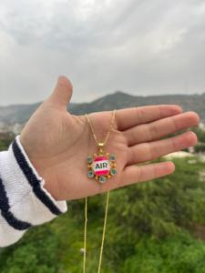 Collar de moda para mujer elemento de aire cuarzo doble con colgante de cuarzo azul chapado en oro diseño de cuentas collar de fiesta - Product Image 6