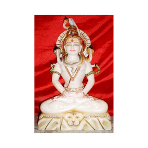 Templo indio Uso de adoración Mármol blanco Hecho a mano Religioso Dios hindú Piedra natural Señor Shiva Dios Escultura Estatua tallada en piedra - Product Image 1