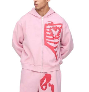 Survêtements à capuche zippés pour hommes en tissu doux en coton, design personnalisé, broderie, survêtements pour hommes - Product Image 5