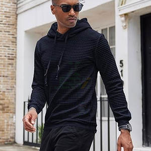 Sudadera con Capucha Estampada para Hombre, Invierno, Casual, Manga Larga, Tejido Transpirable de Punto Waffle, Forro de Poliéster/Algodón, Elegante - Product Image 3