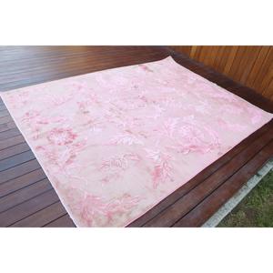 พรมวินเทจสไตล์ตุรกี ขนาด 5.4x7.4 ฟุต พรมขนสัตว์สีชมพู - Product Image 2