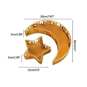 <b>Gold</b> Finished Metal <b>Serving</b> Plate for Ramadan and Eid Decor Luxurious Ramadan Metal <b>Serving</b> <b>Tray</b> With Intricate Islamic Design - Product Image 3