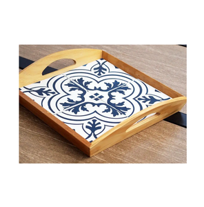 Hot Selling and Price Wooden Exclusive Serving Tray <b>Tabletop</b> Best Item with Enamel Print Design Good Quality Product - Product Image 1