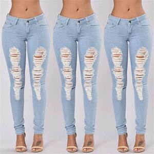 กางเกงยีนส์ขาตรงเข้ารูปสำหรับผู้หญิงกางเกงผ้ายีนส์ยืดผ้าฝ้ายสต็อกจีน - Product Image 3