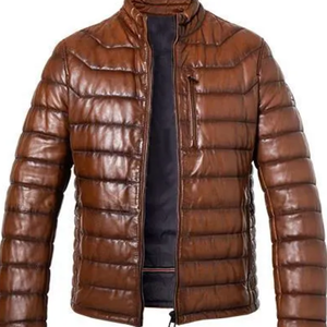 Veste en duvet à bulles en cuir pour hommes Vestes en mousse arabe naturelle - Product Image 4