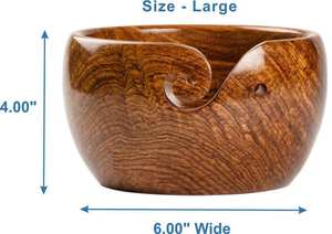 Cuenco de hilo de madera Sheesham, cortador de hilo de tejer de árbol, regalo de Navidad perfecto para tejedora - Product Image 4