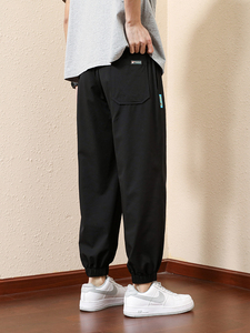 Pantalones de chándal deportivos de verano para hombre, 8XL talla grande, pantalones planos de nailon Spandex elásticos de seda helada, pantalones para correr, pantalones deportivos holgados - Product Image 3