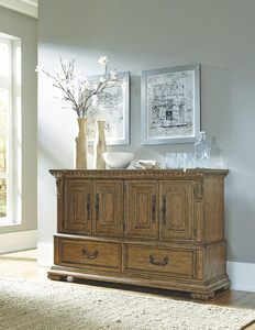 Malinda <b>Sideboard</b> Made of Solid Mahogany Wood with Wood Carvings and Spacious Storage with a Natural Oil Finish. - Product Image 1